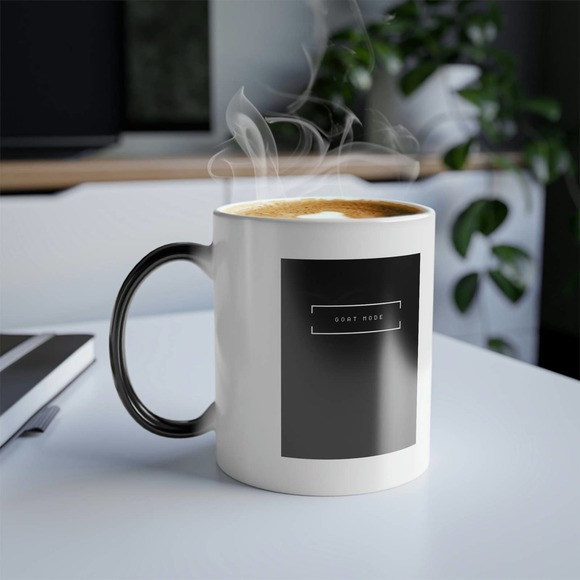 Goat Mode Motivational Quote Minimalist Color Changing Coffee Tea Cup Mug 11oz - Picture 4 of 8